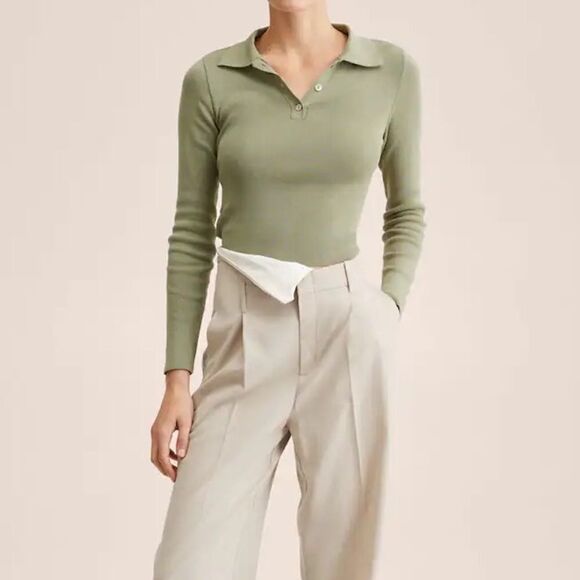 Mango Knit Polo Shirt Open Back New - Picture 3 of 9